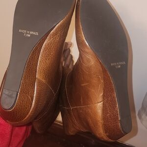 Brown Leather Wedge Boots